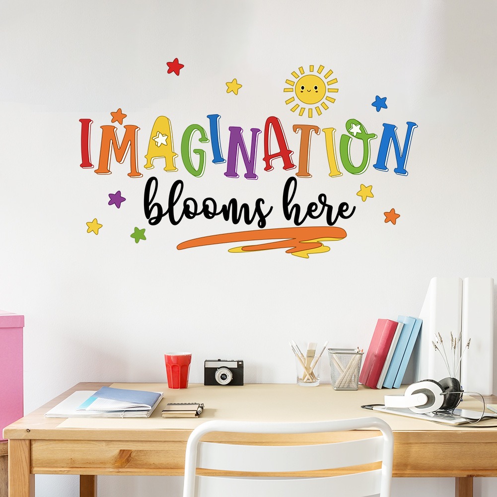 Home Office Quotes - Stiker dinding frasa bahasa Inggris warna-warni