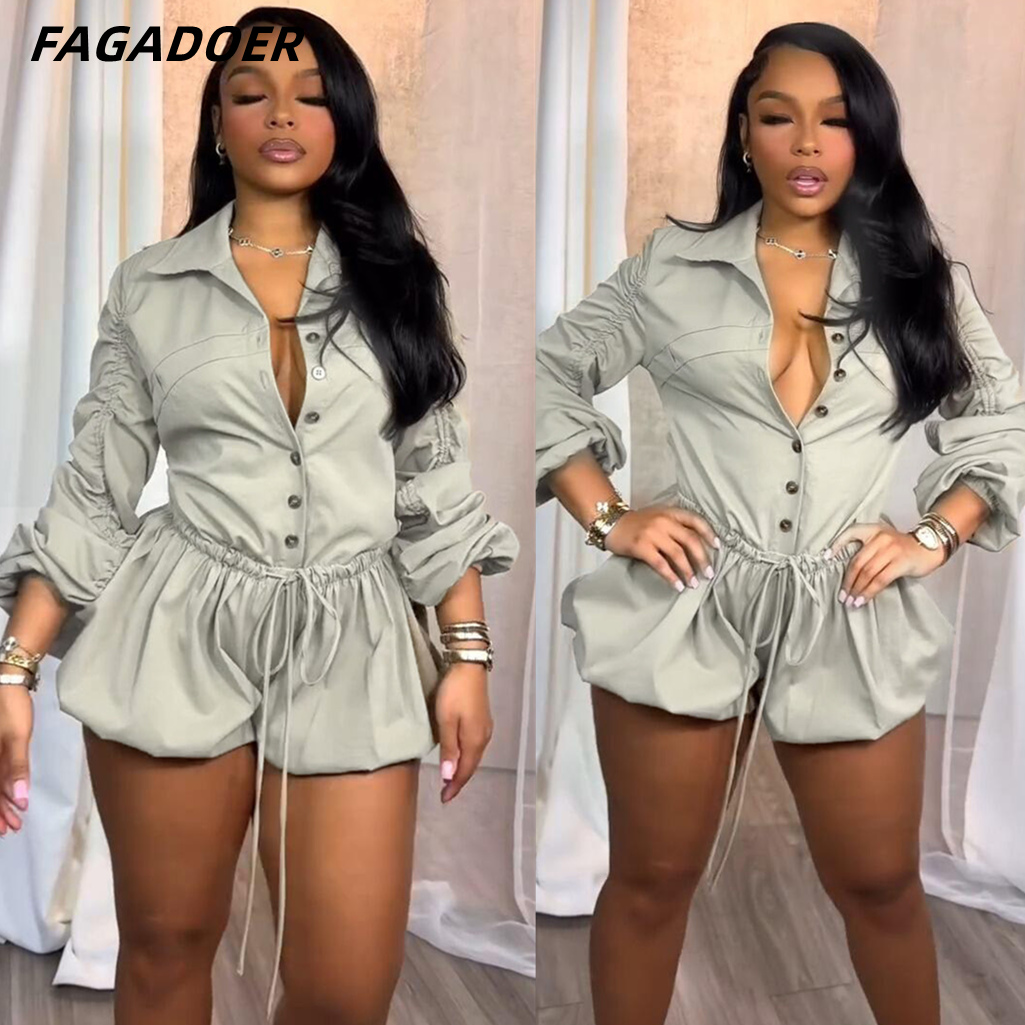 Home Office Romance - FAGADOER Romper Wanita Elegan Berdetail Ruched