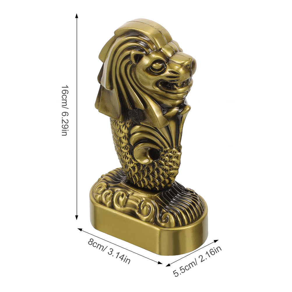 2 Buah Patung Logam Merlion Si - Home Office Singapore ulasan dan harga