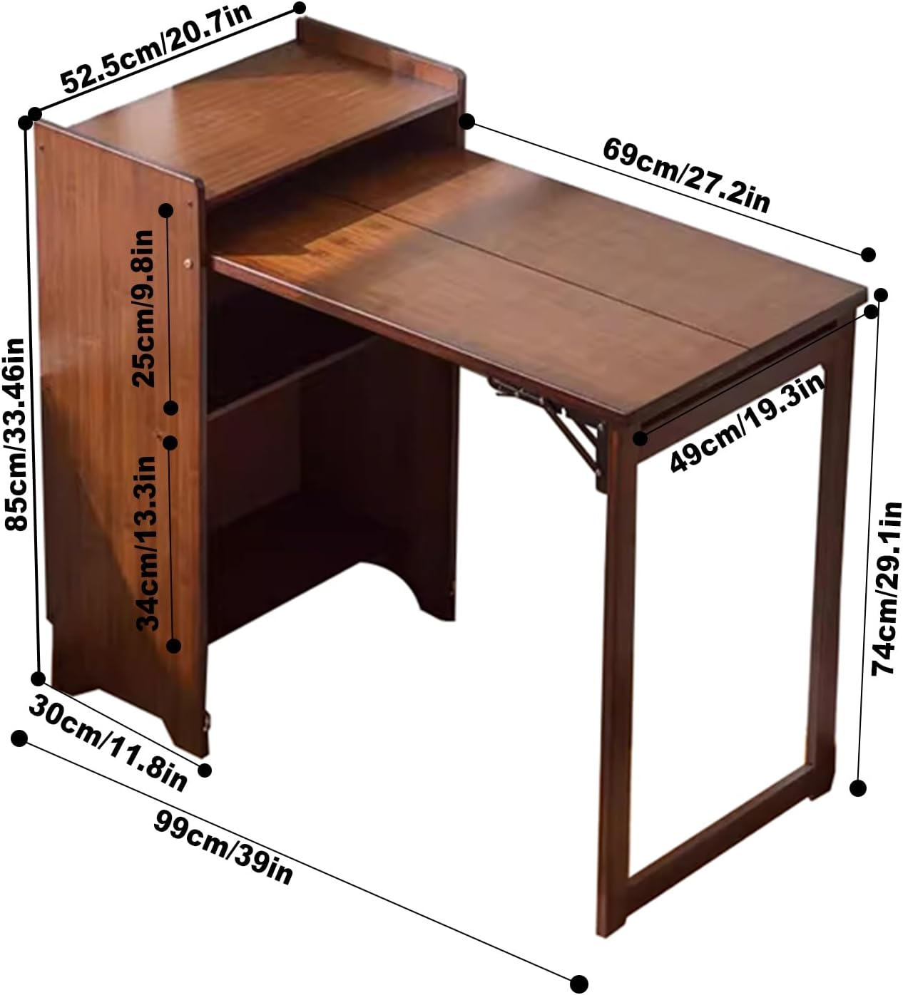 Meja Lipat Bambu dengan Rak Pe - Home Office Hideaway Desk ulasan dan harga