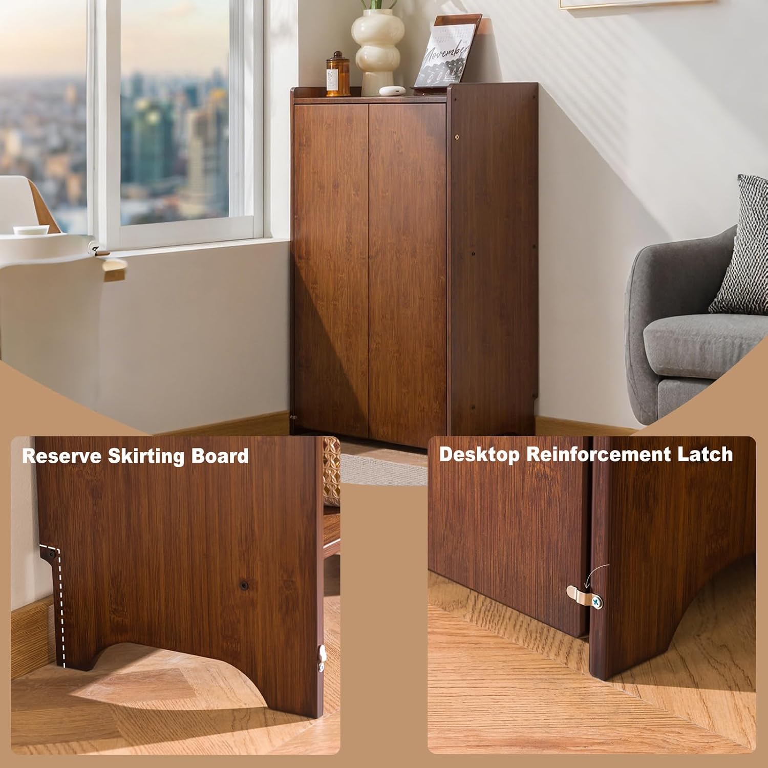 Meja Lipat Bambu dengan Rak Pe - Home Office Hideaway Desk ulasan dan harga