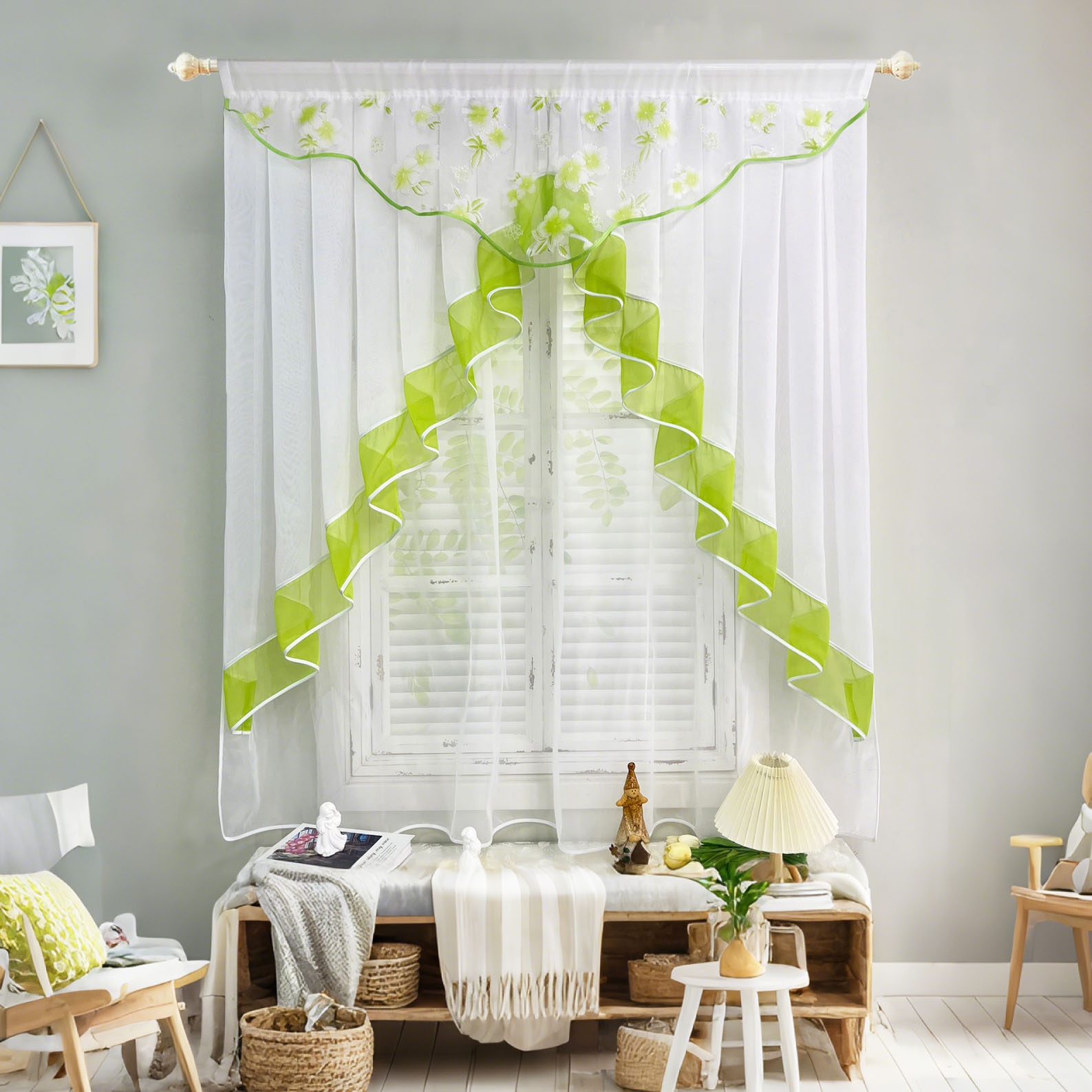 Set Tirai Tipis Motif Bunga Ti - Home Office Romance ulasan dan harga