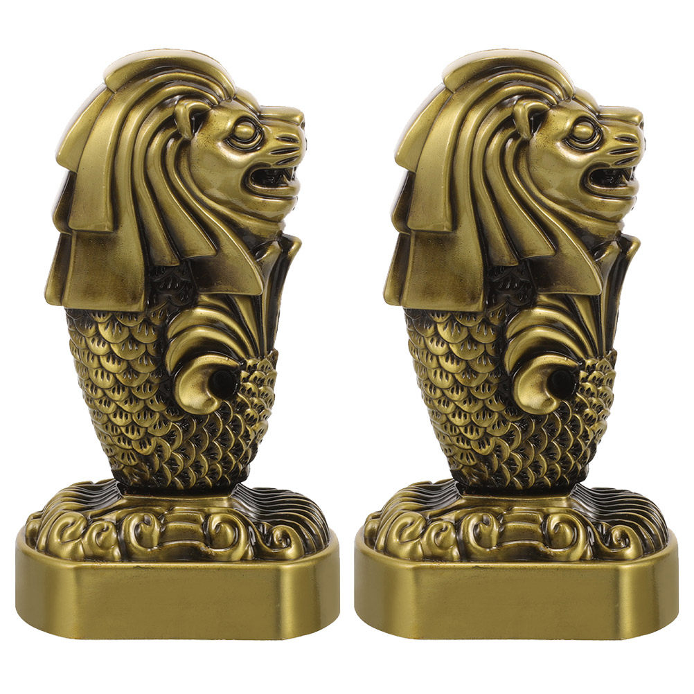 2 Buah Patung Merlion Logam ya - Home Office Singapore ulasan dan harga