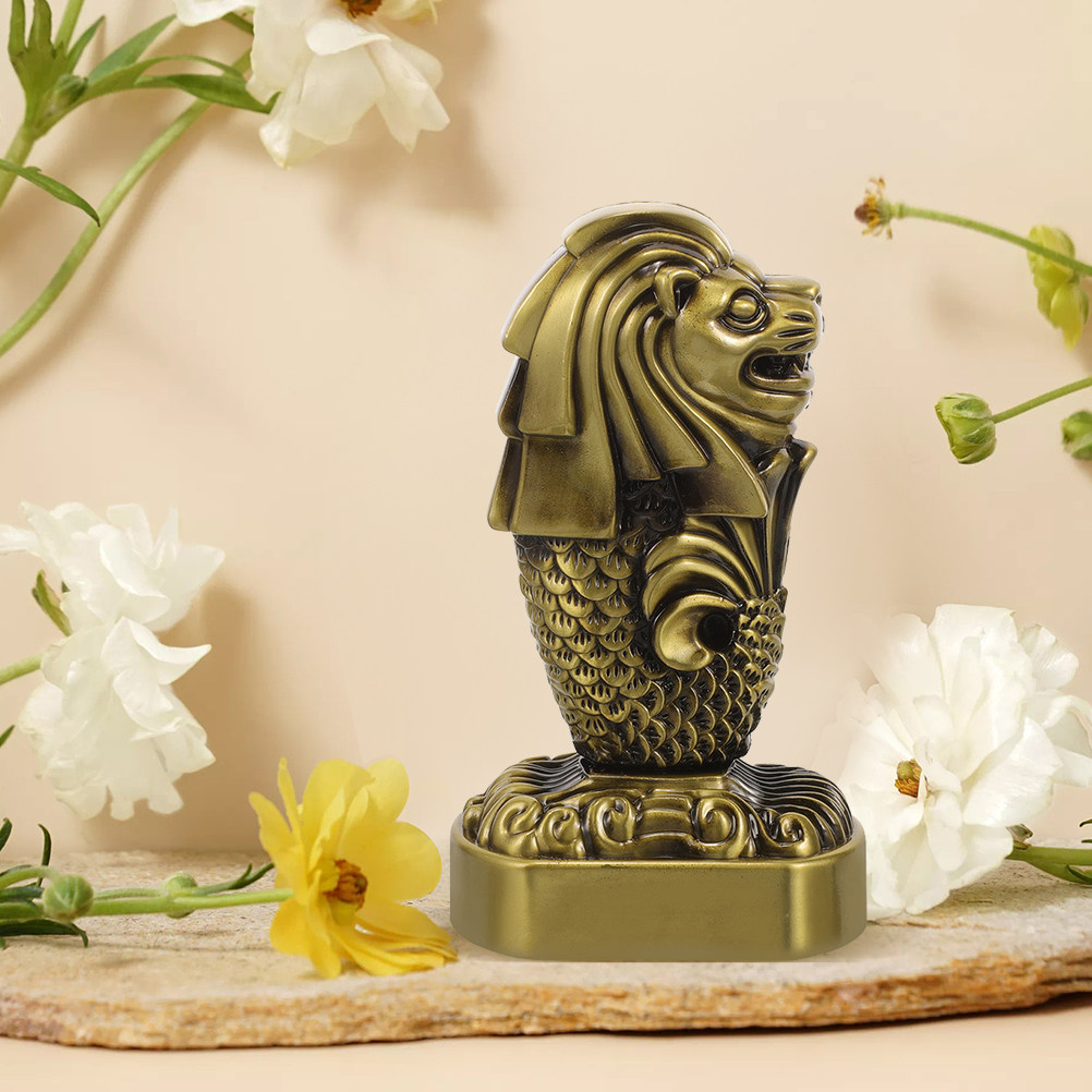2 Buah Patung Merlion Logam ya - Home Office Singapore ulasan dan harga
